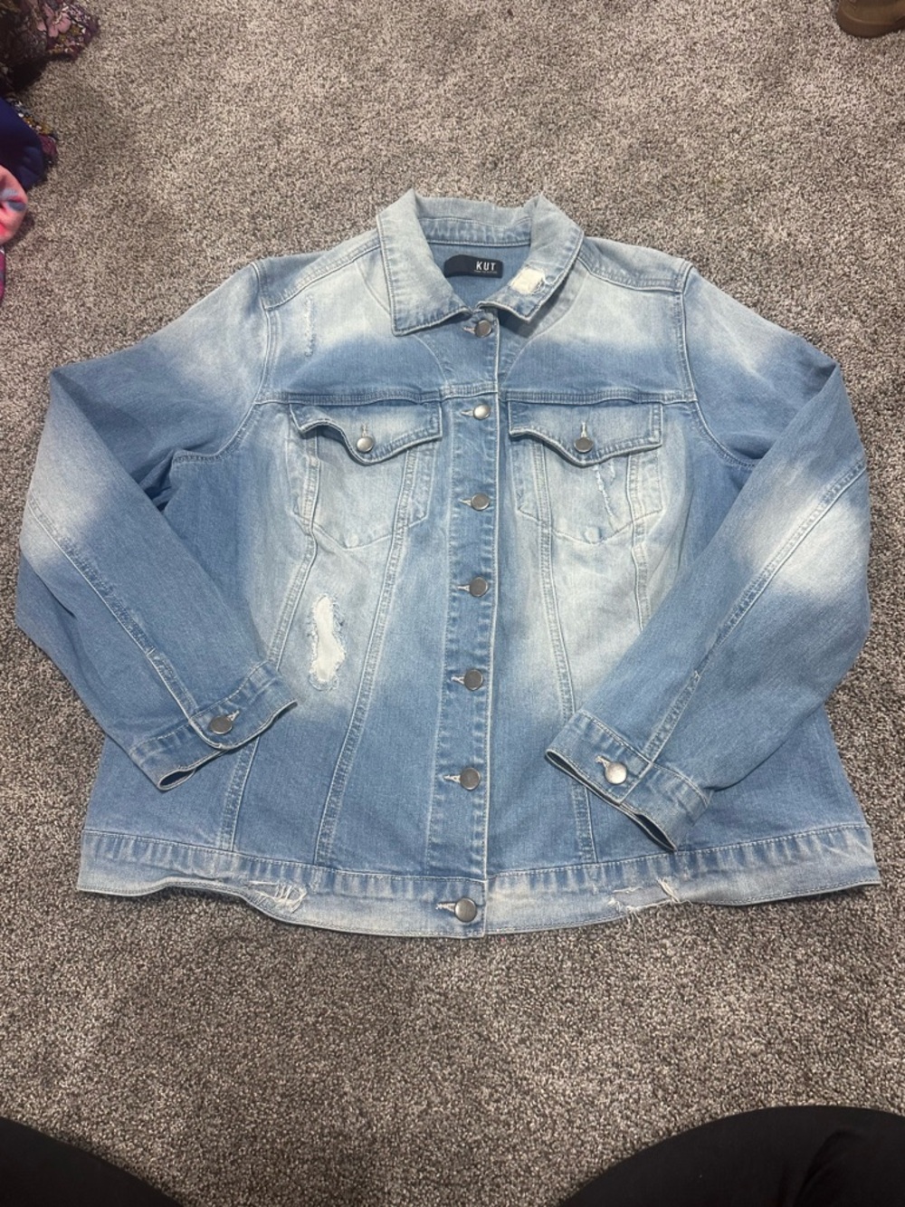KUT from the Kloth Lily Light Wash Distressed Denim Jacket